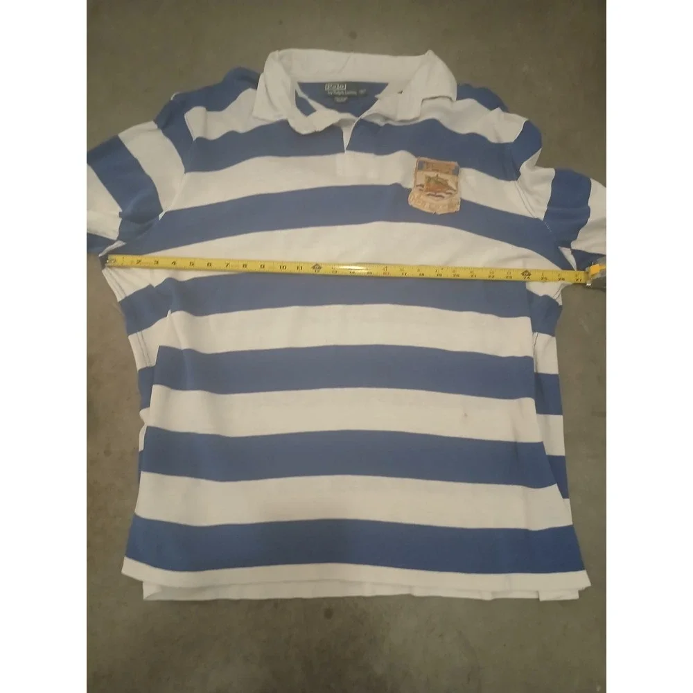 Vintage Polo Ralph Lauren Dragon RLPC Patch Rugby Striped Shirt XXLT Tall - Picture 6 of 7